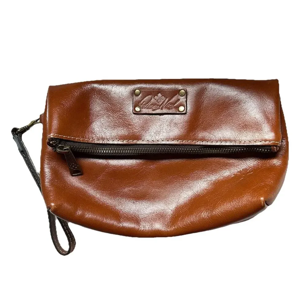 Patricia Nash Valerie Leather Fold-Over Wristlet Clutch in Tan Or Brown